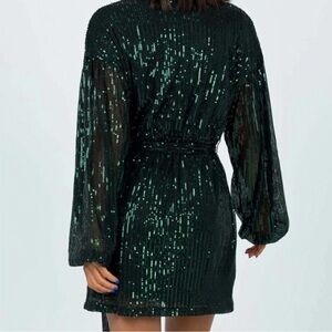 Princess Polly Dancing Queen Mini Dress in Emerald Green